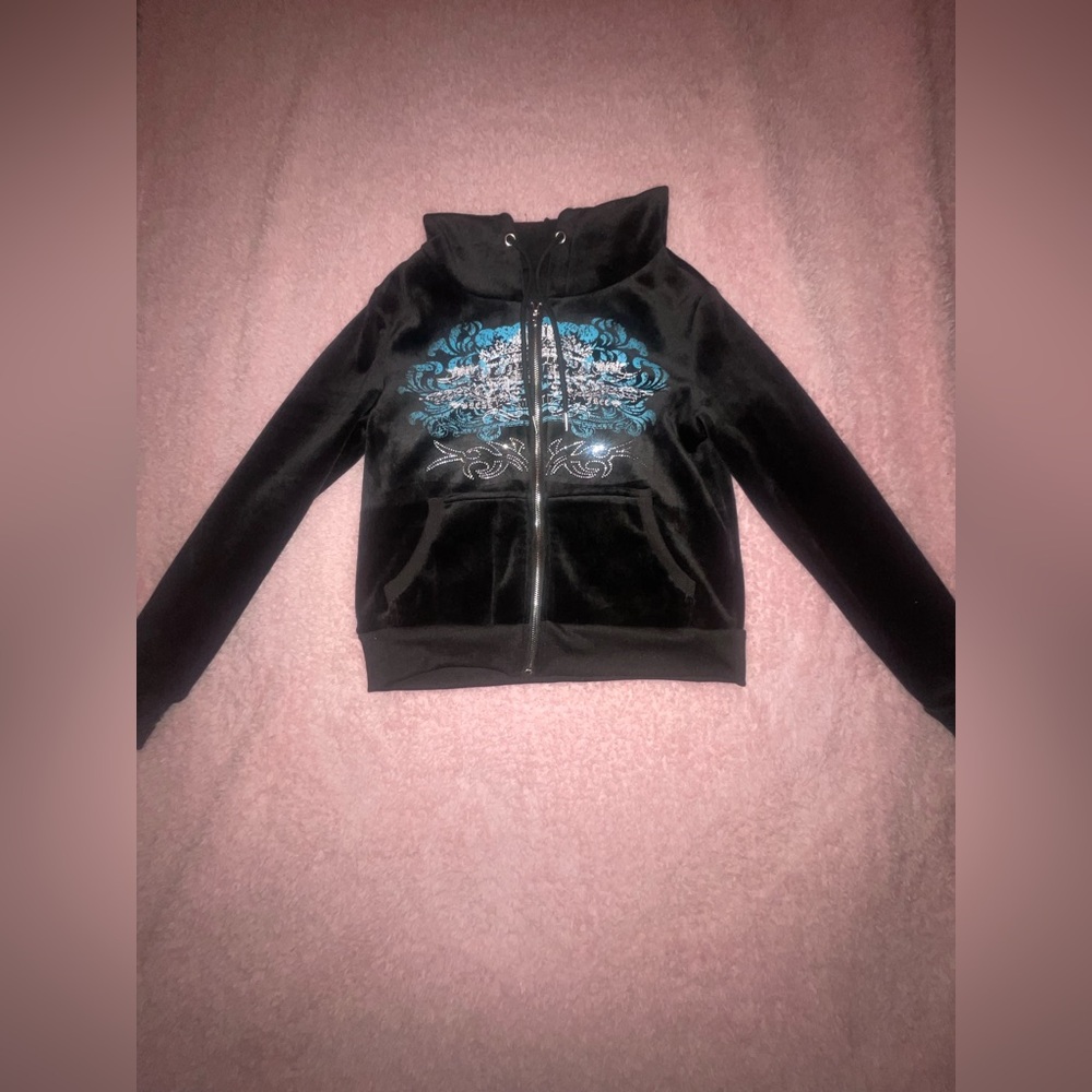 SHEIN Black and Blue Kids Zip-Up Jacket